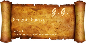 Greger Gyula névjegykártya